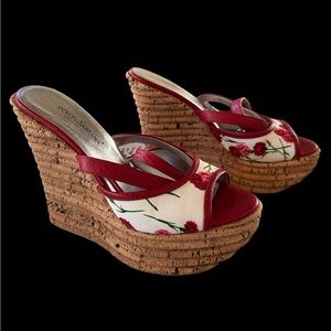 NIB Dolce & Gabbana Vitelli Nero Cork Wedge Shoes